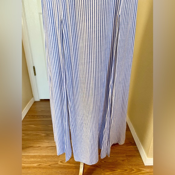 Blue & White Stiped Cutout Tie Vacation Dress - Picture 7 of 9